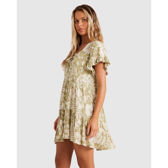 ビラボン Billabong 【 Womens Off Tropic Tiered Mini Dress Womens Avocado 】 レディース ドレス レディースファッション ドレス レディース