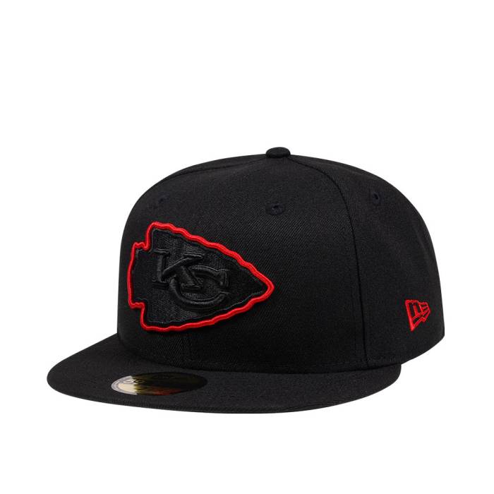 ニューエラ New Era 【 Kansas City Chiefs Red Action 59Fifty Fitted Cap-712 Men Black 】 カンザス..