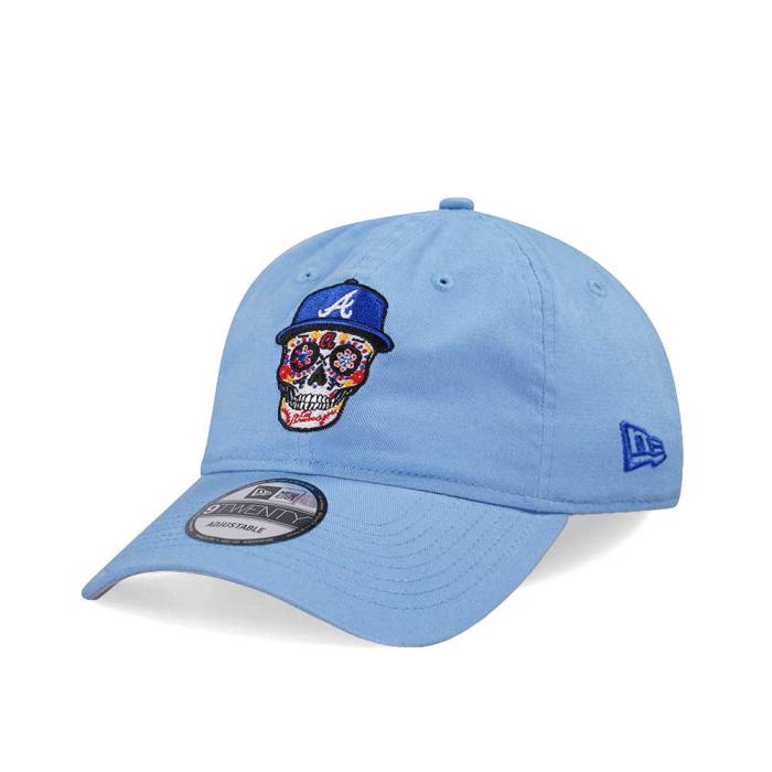 ニューエラ New Era 【 Atlanta Braves Skull Sky Blue 9Twenty Strapback Hat Men White 】 アトランタ ブレーブス スカイ 青色 ブルー バッグ 小物 ブランド雑貨 帽子 メンズ帽子 キャップ メンズ 白色 ホワイト