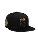 ニューエラ New Era 【 Kansas City Royals Blackout Gold Edition 59Fifty Fitted Hat Men Black 】 カンザス シティ ロイヤルズ ゴールド バッグ 小物 ブランド雑貨 帽子 メンズ帽子 キャップ メンズ 黒色 ブラック