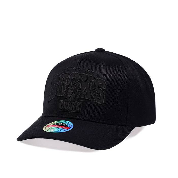 ミッチェル&ネス Mitchell & Ness 【 Milwaukee Bucks Black Out Team Arch Red Line Flex Snapback Hat Men Black 】 ミルウォーキー バックス 黒色 ブラック Team チーム Red 赤・レッド Snapback スナップバック バッグ バ