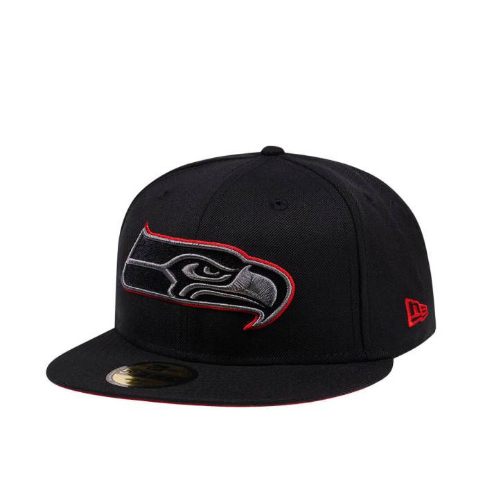 ニューエラ New Era 【 Seattle Seahawks Red Action 59Fifty Fitted Hat Men Black 】 シアトル シー..