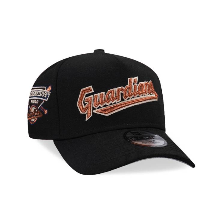 ニューエラ New Era 【 Cleveland Guardians Progressive Field Black Copper 9Forty A Frame Snapback Hat Men Black 】 クリーブランド Field フィールド 黒色 ブラック 銅色 コッパー Snapback スナップバック バッグ バッグ