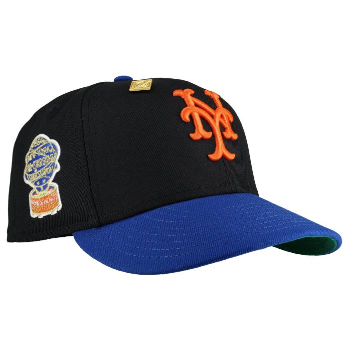 Newera 【 New York Mets 1964 Asg Black Blue Metallic 59Fifty Fitted Hat Unisex Black/ Blue/ Green Brim 】 メッツ 黒色 ブラック 青色 ブルー バッグ 小物 ブランド雑貨 帽子 メンズ帽子 キャップ ユニセックス 黒色