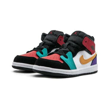 ナイキ ジョーダン JORDAN ミッド 白 ホワイト 黒 ブラック TD“MULTICOLOR” 【 WHITE BLACK JORDAN 1 MID UNIVERSITYRED 】 キッズ ベビー マタニティ ベビー服 ファッション