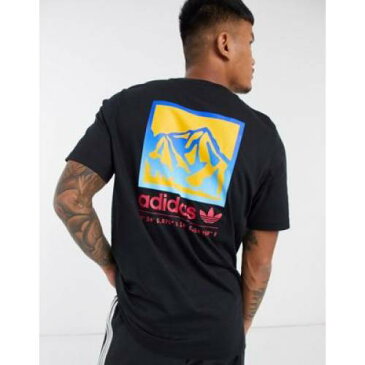 アディダス ADIDAS ORIGINALS アディダス オリジナルス Tシャツ 黒色 ブラック メンズ 【 ADIDAS ORIGINALS ADIPLORE TSHIRT WITH BACK PRINT IN BLACK 】