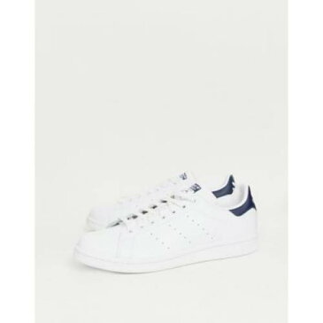 レザー 白 ホワイト 紺 ネイビー メンズ スニーカー 【 WHITE NAVY ADIDAS ORIGINALS STAN SMITH LEATHER TRAINERS IN AND 】