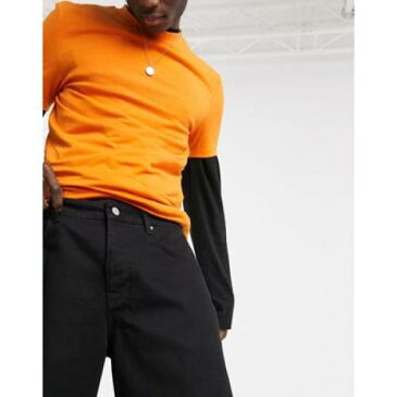 ジーンズ 黒色 ブラック バギージーンズ メンズファッション ズボン パンツ 【 ASOS DESIGN IN BLACK 】
