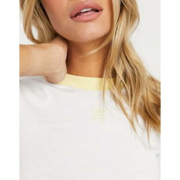 アディダス ADIDAS ORIGINALS アディダス オリジナルス トレフォイル Tシャツ 白色 ホワイト 黄色 イエロー レディース 【 YELLOW ADIDAS ORIGINALS CROPPED TREFOIL TSHIRT IN WHITE AND 】