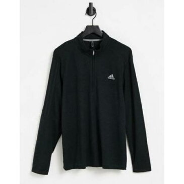 アディダス ゴルフ ADIDAS GOLF アディダス ゴルフ ストライプ ロゴ 黒色 ブラック メンズ 【 GOLF STRIPE ADIDAS 3 LOGO QUARTER ZIP TOP IN BLACK 】