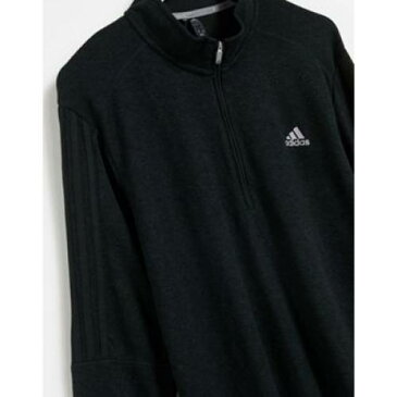 アディダス ゴルフ ADIDAS GOLF アディダス ゴルフ ストライプ ロゴ 黒色 ブラック メンズ 【 GOLF STRIPE ADIDAS 3 LOGO QUARTER ZIP TOP IN BLACK 】