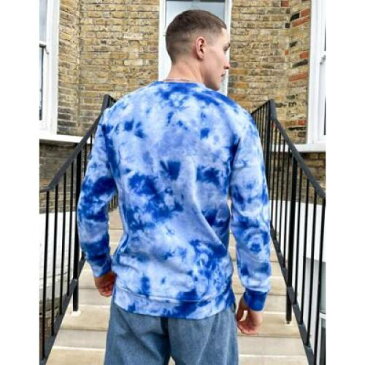 エレッセ ELLESSE ロゴ スウェットシャツ トレーナー 青色 ブルー ネクタイ メンズ 【 ELLESSE DIVERIA LOGO TIEDYE SWEATSHIRT IN BLUE TIE DYE 】