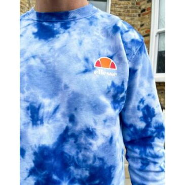 エレッセ ELLESSE ロゴ スウェットシャツ トレーナー 青色 ブルー ネクタイ メンズ 【 ELLESSE DIVERIA LOGO TIEDYE SWEATSHIRT IN BLUE TIE DYE 】