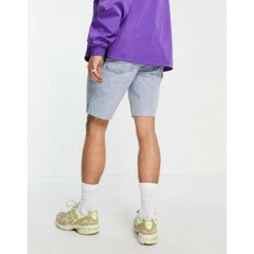 エイソス ASOS DESIGN スリム デニム ショーツ ハーフパンツ ブーツ メンズ 【 SLIM ASOS DESIGN WITH RAW HEM IN LIGHT WASH 】