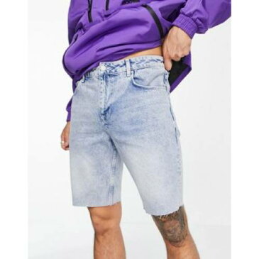 エイソス ASOS DESIGN スリム デニム ショーツ ハーフパンツ ブーツ メンズ 【 SLIM ASOS DESIGN WITH RAW HEM IN LIGHT WASH 】