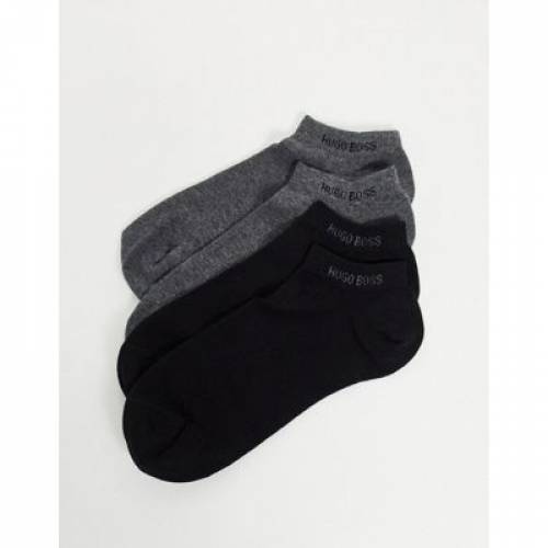 BOSS BODYWEAR 靴下 黒色 ブラック 2個入 メンズ 【 BOSS BODYWEAR ANKLE SOCKS IN GREY BLACK MULTI 】