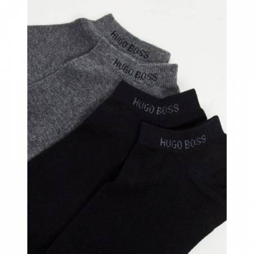 BOSS BODYWEAR 靴下 黒色 ブラック 2個入 メンズ 【 BOSS BODYWEAR ANKLE SOCKS IN GREY BLACK MULTI 】