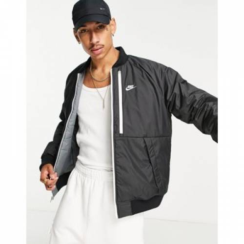 ナイキ NIKE レガシー リバーシブル パッド ジャケット 黒色 ブラック 灰色 グレー ボンバージャケット & メンズ 【 LEGACY PADDED NIKE THERMAFIT REVERSIBLE IN BLACK AND GREY 】
