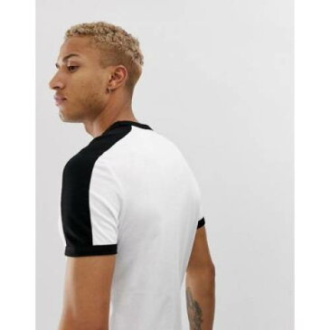 Tシャツ 白 ホワイト メンズファッション トップス カットソー 【 WHITE ASOS DESIGN ORGANIC TSHIRT WITH CONTRAST SHOULDER PANEL IN 】