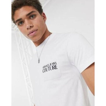 Tシャツ ロゴ 白 ホワイト メンズファッション トップス カットソー 【 WHITE VERSACE JEANS COUTURE TSHIRT WITH CHEST LOGO IN 】