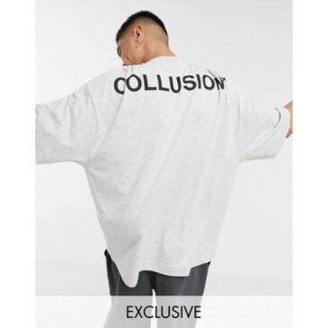 Tシャツ ロゴ 灰色 グレ メンズファッション トップス カットソー 【 COLLUSION OVERSIZED TSHIRT WITH LOGO PRINT IN GREY MARL 】