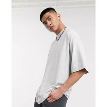 Tシャツ ロゴ 灰色 グレ メンズファッション トップス カットソー 【 COLLUSION OVERSIZED TSHIRT WITH LOGO PRINT IN GREY MARL 】