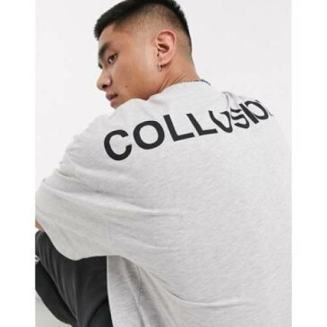 Tシャツ ロゴ 灰色 グレ メンズファッション トップス カットソー 【 COLLUSION OVERSIZED TSHIRT WITH LOGO PRINT IN GREY MARL 】