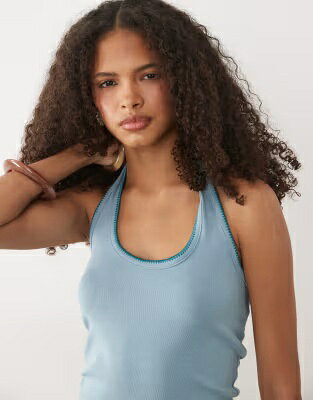 マンゴ 青色 ブルー レディース MANGO TEEN COTTON RICH HALTERNECK TOP WITH STITCH DETAILING IN BLUE / レディースファッション トップス jordan23-45355751 スニケス パッケージ画像
