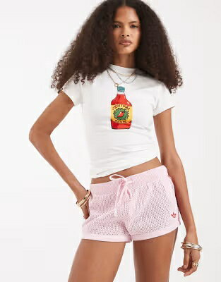 エイソス Tシャツ グラフィック 白色 ホワイト レディース ASOS DESIGN ASOS DESIGN BABY TEE WITH BEADED HOT SAUCE GRAPHIC IN WHITE / レディースファッション トップス
