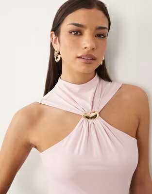 エイソス ハイ ボディースーツ ピンク レディース ASOS DESIGN ASOS DESIGN POLYAMIDE HIGH NECK BODYSUIT WITH TRIM DETAIL IN PINK / レディースファッション トップス