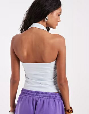エイソス 青色 ブルー レディース ASOS DESIGN ASOS DESIGN DOUBLE LAYER MINIMALIST HALTER NECK TOP IN LIGHT BLUE / レディースファッション トップス