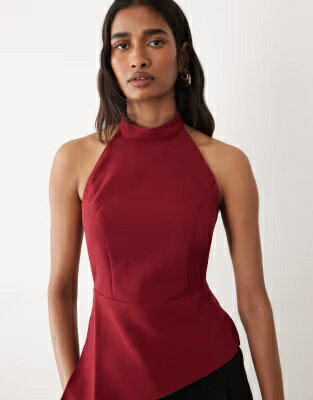 ミスセルフリッジ レディース MISS SELFRIDGE MISS SELFRIDGE TAILORED BACKLESS HALTER TOP IN CHERRY / レディースファッション トップス