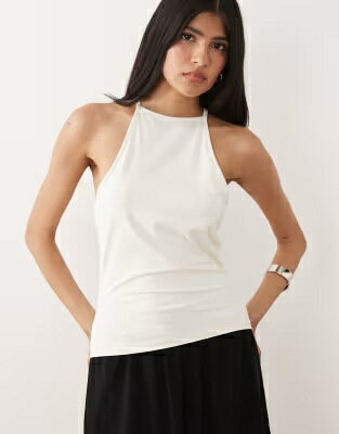 エイソス 白色 ホワイト レディース ASOS DESIGN ASOS DESIGN POLYAMIDE STRAPPY RACER BACK DETAIL TOP IN WHITE / レディースファッション トップス