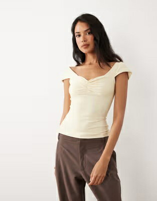 エイソス 黄色 イエロー レディース ASOS DESIGN ASOS DESIGN POLYAMIDE BANDEAU TOP IN BUTTERMILK / YELLOW レディースファッション トップス