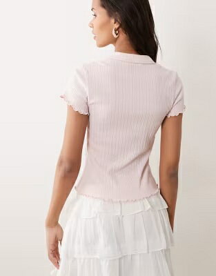 ミスセルフリッジ ピンク レディース MISS SELFRIDGE MISS SELFRIDGE FITTED SHIRT WITH LETTUCE EDGES IN PINK / レディースファッション トップス jordan23-45361318 スニケス サンプル画像2