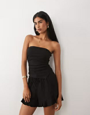 ブランド名ASOS DESIGN性別Women(レディース)商品名ASOS DESIGN mix &amp; match cotton crinkle asymmetric bandeau top in blackカラーBlack