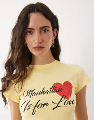 ブランド名ASOS DESIGN性別Women(レディース)商品名ASOS DESIGN short sleeve t-shirt with Manhattan Is for Love graphic in buttermilkカラーButtermilk
