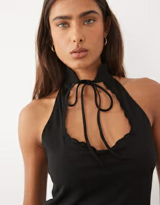 エイソス ネクタイ クレープ ノンスリーブ 黒色 ブラック レディース ASOS DESIGN ASOS DESIGN TIE NECK DETAIL CREPE SLEEVELESS TOP IN BLACK / レディースファッション トップス