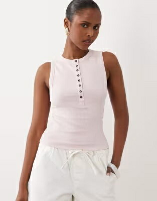エイソス ノンスリーブ タンクトップ ピンク レディース ASOS DESIGN ASOS DESIGN BUTTON DETAIL SLEEVELESS TANK TOP IN LIGHT PINK / LIGHT PINK レディースファッション トップス