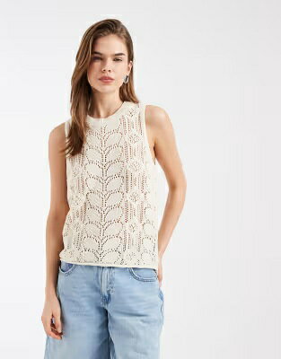 ヴェロモーダ ノンスリーブ タンクトップ クリーム レディース VERO MODA VERO MODA SLEEVELESS PATTERNED CROCHET TANK TOP IN CREAM / BIRCH レディースファッション トップス