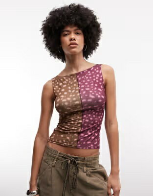 リクレイムドヴィンテージ ビンテージ ヴィンテージ タンクトップ ピンク レディース RECLAIMED VINTAGE RECLAIMED VINTAGE ANIMAL SPLICED TANK TOP IN MIXED PRINT / SPLICED PINK レディースファッション トッ
