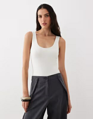 エイソス ボディースーツ アイボリー レディース ASOS DESIGN ASOS DESIGN POLYAMIDE SLINKY SCOOP BODYSUIT IN IVORY / レディースファッション トップス