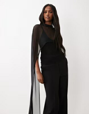 エイソス 黒色 ブラック レディース ASOS DESIGN ASOS DESIGN MESH CAPE WITH SCOOP NECK IN BLACK / レディースファッション トップス jordan23-45363249 スニケス パッケージ画像