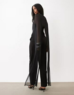 エイソス 黒色 ブラック レディース ASOS DESIGN ASOS DESIGN MESH CAPE WITH SCOOP NECK IN BLACK / レディースファッション トップス jordan23-45363249 スニケス サンプル画像2
