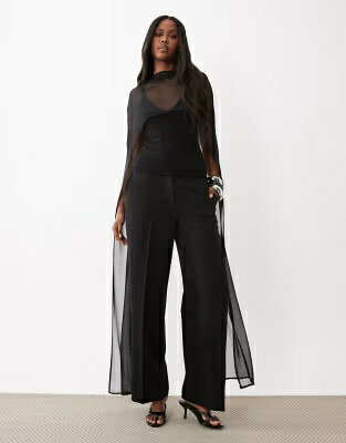 エイソス 黒色 ブラック レディース ASOS DESIGN ASOS DESIGN MESH CAPE WITH SCOOP NECK IN BLACK / レディースファッション トップス jordan23-45363249 スニケス サンプル画像3