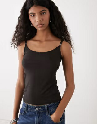 ウィークデイ タンクトップ 茶色 ブラウン レディース WEEKDAY TANK TOP IN DARK BROWN / DARK BROWN レディースファッション トップス