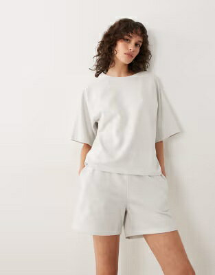 スウェット Tシャツ 灰色 グレー グレイ レディース JDY BOXY SWEAT T-SHIRT IN LIGHT GRAY MELANGE - PART OF A SET / OATMEAL レディースファッション トップス