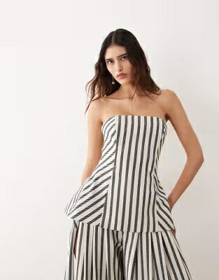 ストライプ レディース ARRANGE BANDEAU TOP IN STRIPES - PART OF A SET / MONO STRIPE レディースファッション トップス