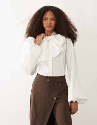 白色 ホワイト レディース IYAL COTTON OVERSIZED BOW DETAIL POPLIN SHIRT IN WHITE - PART OF A SET /