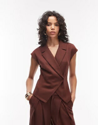エイソス ジャージー ベスト レディース ASOS DESIGN ASOS DESIGN JERSEY TWILL TAILORED VEST IN CHOCOLATE - PART OF A SET / レディースファッション トップス